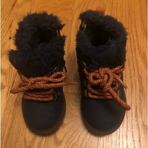 Cat & Jack Boots Blue Orange Ryker Fur Lined Winter Hiking Boots Toddler Sz 6